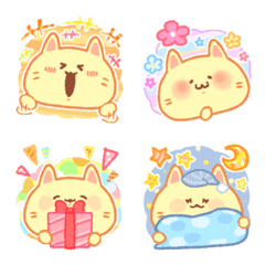 Fluffy & cute cat colorful emoji