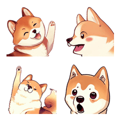 Cute Shiba Inu - Various Expressions