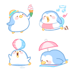 Colorful summer penguin emoji