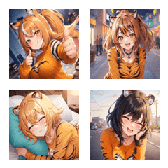 Leopard and tiger Osaka girl emoji