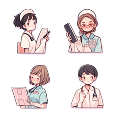 adesivos de anime - equipe médica