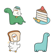 Dino & duck emoji cute 300%