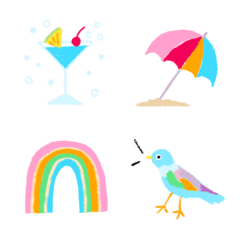 Colorful Happy Summer Vibes cute emojis