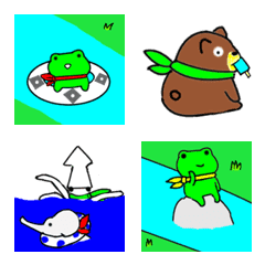 Ninjya frog with friends in summer emoji