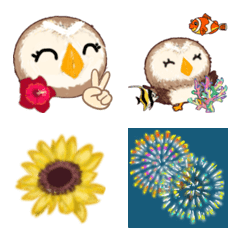 Moving Fluffy Owl Summer Emoji