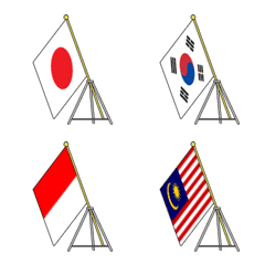 国旗と三脚（東アジア）