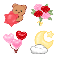 Teddy Bear & Pink Hearts - Animated -
