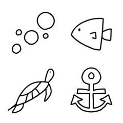 シンプル・キュートな海の仲間たち絵文字