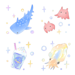 Watercolor emoji for summer
