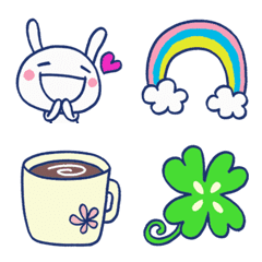 Cute Everyday Almost White Rabbit Emoji