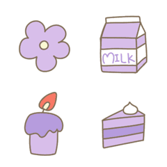 紫のシンプルな絵文字たち