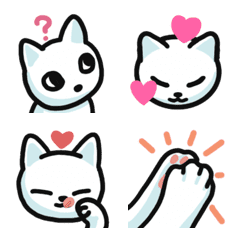 Big eyes white cat emojis