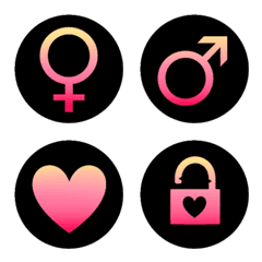 Cute emoji, black and pink tone 2