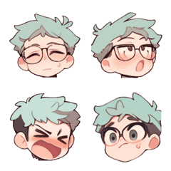anime stickers-glasses man