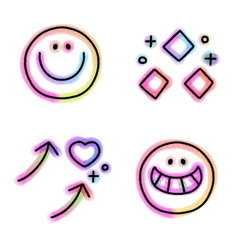 Watercolor neon emoji
