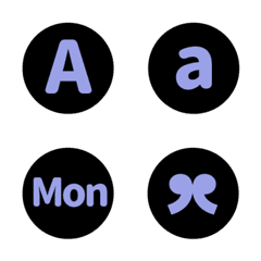black blue Purple round Letter Emoji