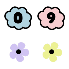 emoji number flower set cute