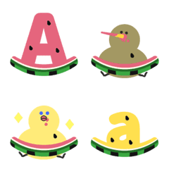 watermelon kiwi bird chick Letter Emoji