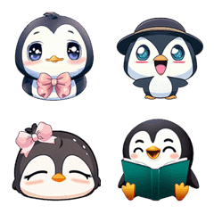 Cute penguin, emoji collection.