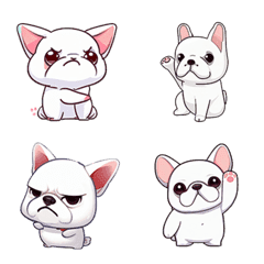 Cute French Bulldog, emoji collection.