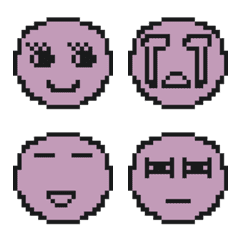 Pixel art emoji with purple face