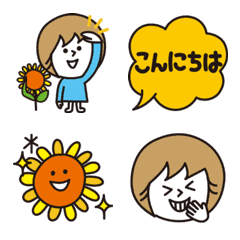 cute girl & sunflower daily emoji