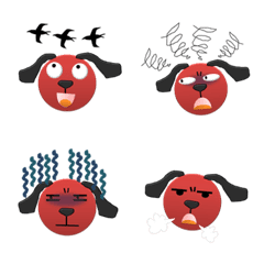Red dog cute emoji stickers