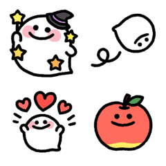 Smiling ghost and autumn emoji