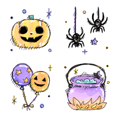 Watercolor emoji for Halloween