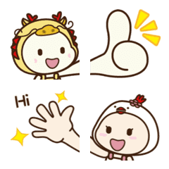 QiBa Dragon and Cake_move Emoji 1