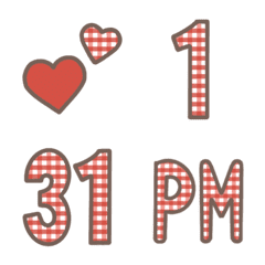 Red plaid number emoji (time, date)