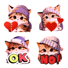 Kitten emotional expression stickers