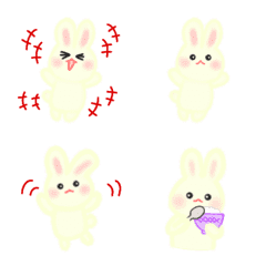 Fluffy white rabbit moves Emoji Revised