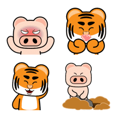 Emoticon kaki harimau dan kaki babi