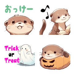 Moving otter emoji autumn
