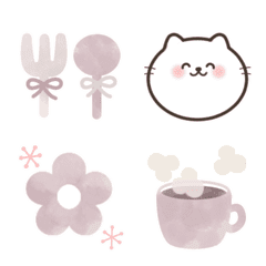 Dull pink round cat emoji