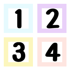 อิโมจิตัวเลขกรอบสี่เหลี่ยม สีพาสเทล