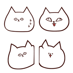 Big-faced white cat emoticon sticker