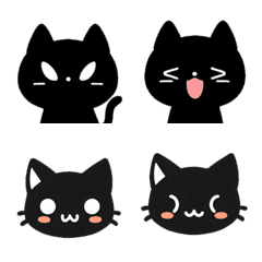 Black Cat Emoticon Stickers