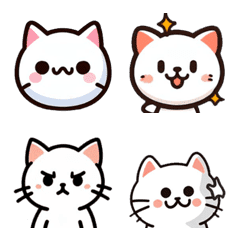 White Cat Emoticon Stickers