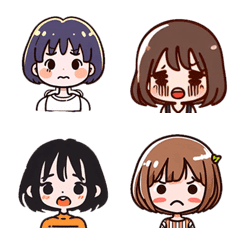 Short-haired Girl Emoticon Stickers