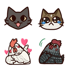 [Emoji] cat PUKUAN & rooster UIBISU