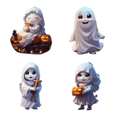 Cute little ghost halloween emoji