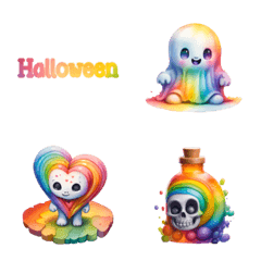 Emoji happy Halloween rainbow colorful
