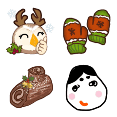 Fluffy owl and winter emoji