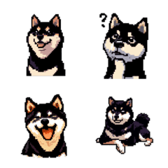 Pixel Black fur Shiba dog