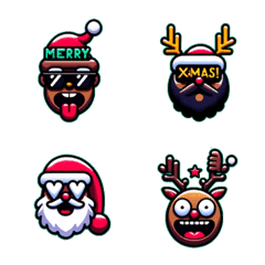 Quirky Santa and Reindeer Emoji