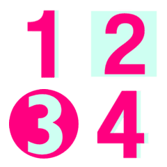 อิโมจิ ตัวเลข : สีชมพู ฟ้าพาสเทล