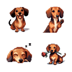 Pixel art Miniature Dachshund dog Emoji