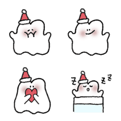 shy ghost spirit Christmas hat Emoji